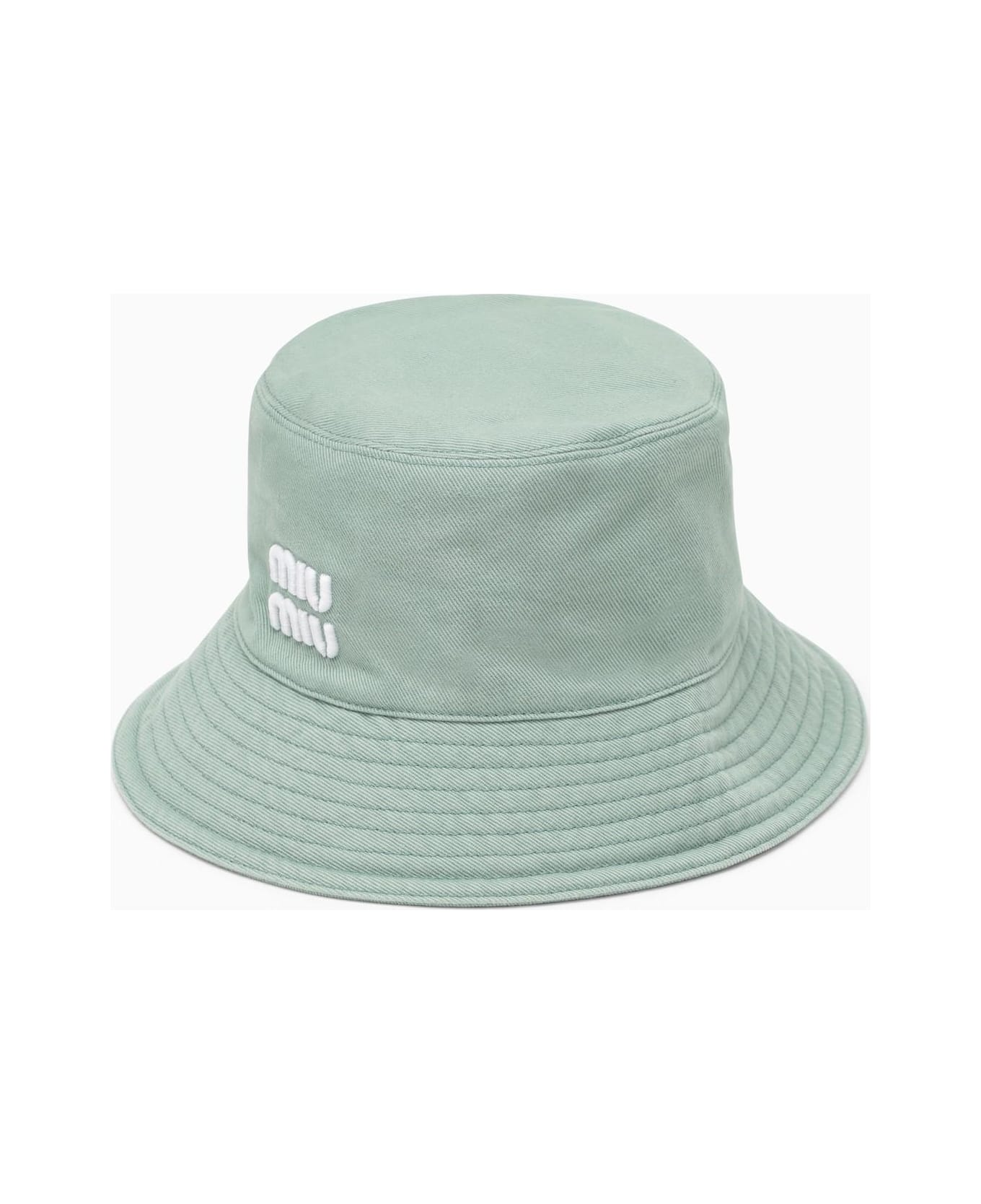 Miu Miu Aquamarine Cotton Bucket Hat - Acquamarina