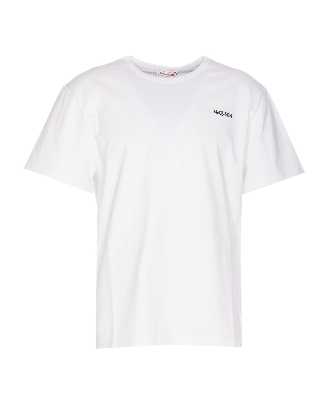 Alexander McQueen Logo Embroidered Crewneck T-shirt - WHITE