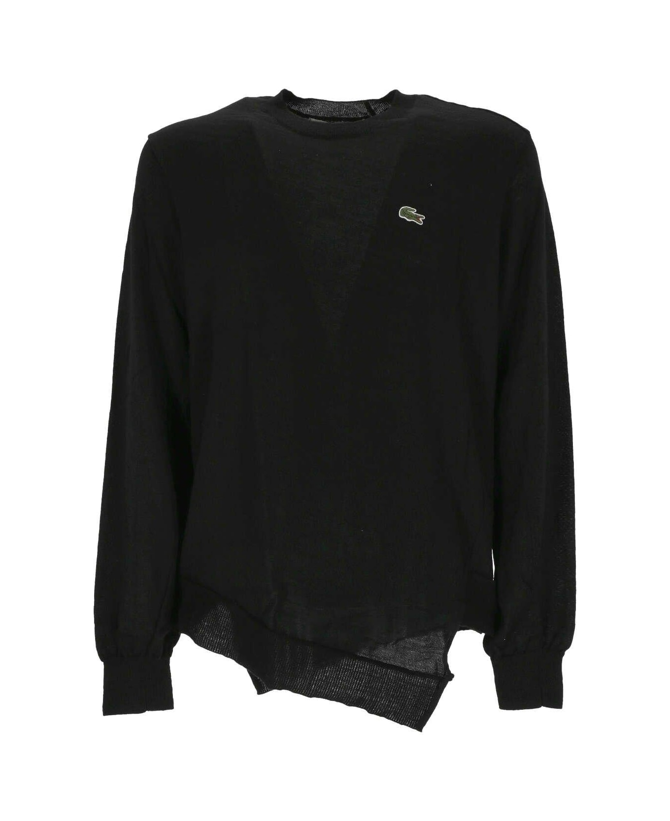 Comme des Garçons Shirt X Lacoste Logo Embroidered Crewneck Jumper - BLACK