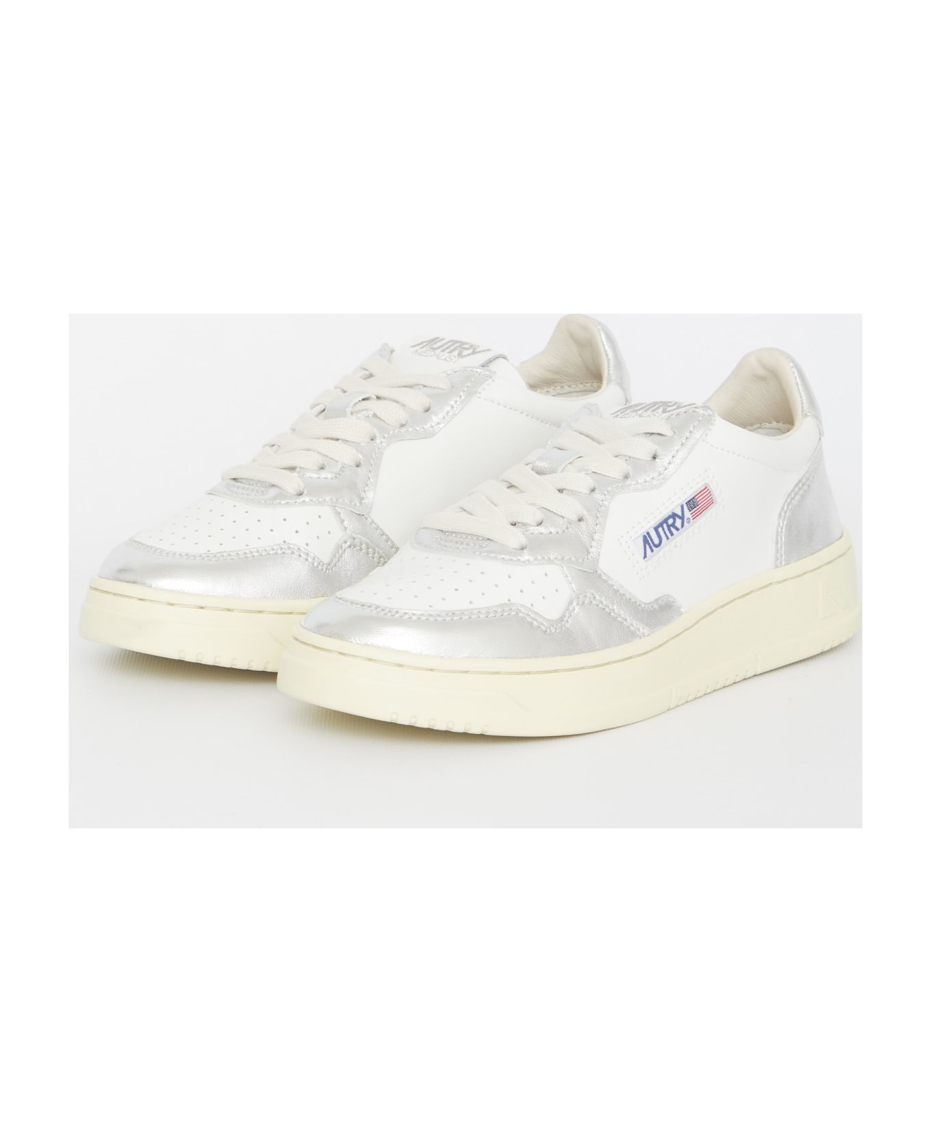 Autry Medalist Silver And White Sneakers - Silver