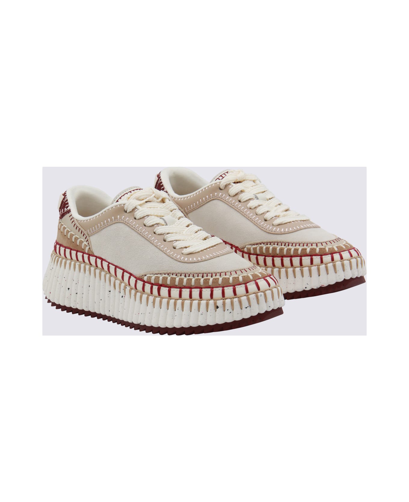 Chloé Beige And Red Nama Sneakers - BEIGE/PURPLE