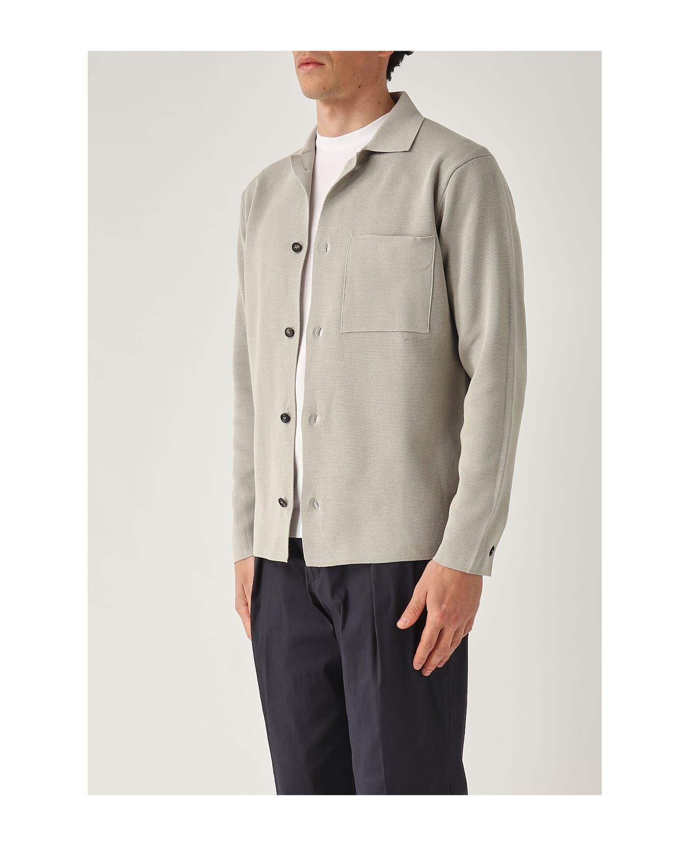 Filippo De Laurentiis Overshirt In Maglia M/l In Crepe Cotton Blazer - GRIGIO CHIARO