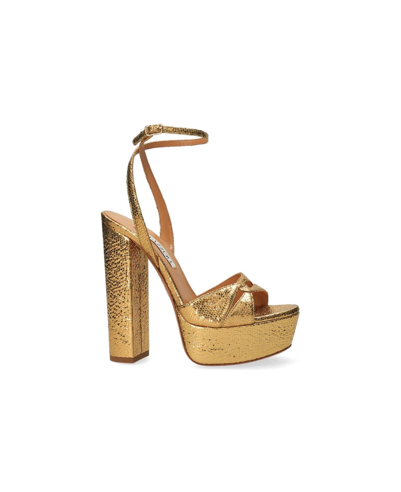 Aquazzura Metallic Platform Sandals - gold