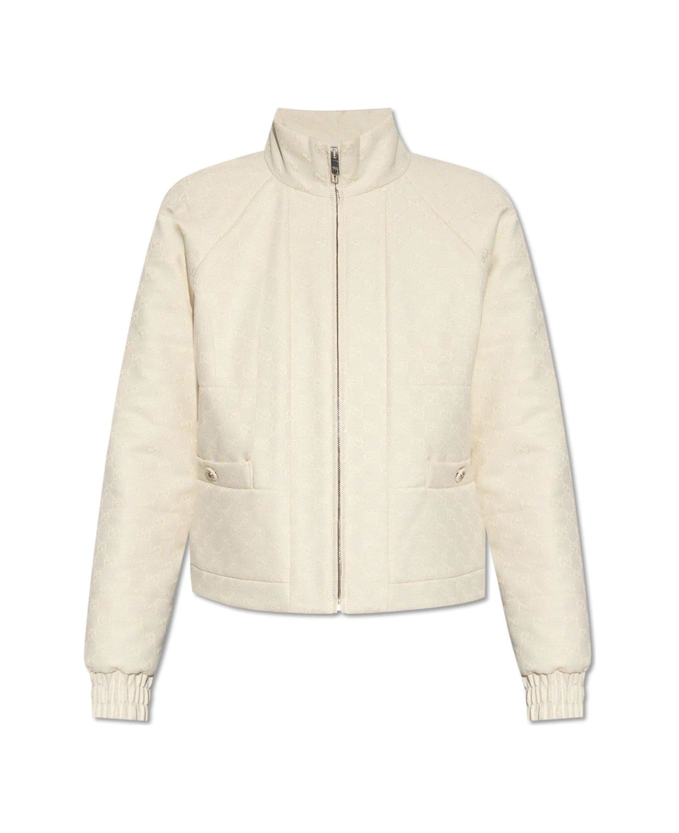 Gucci Monogrammed Zip-up Jacket - Beige