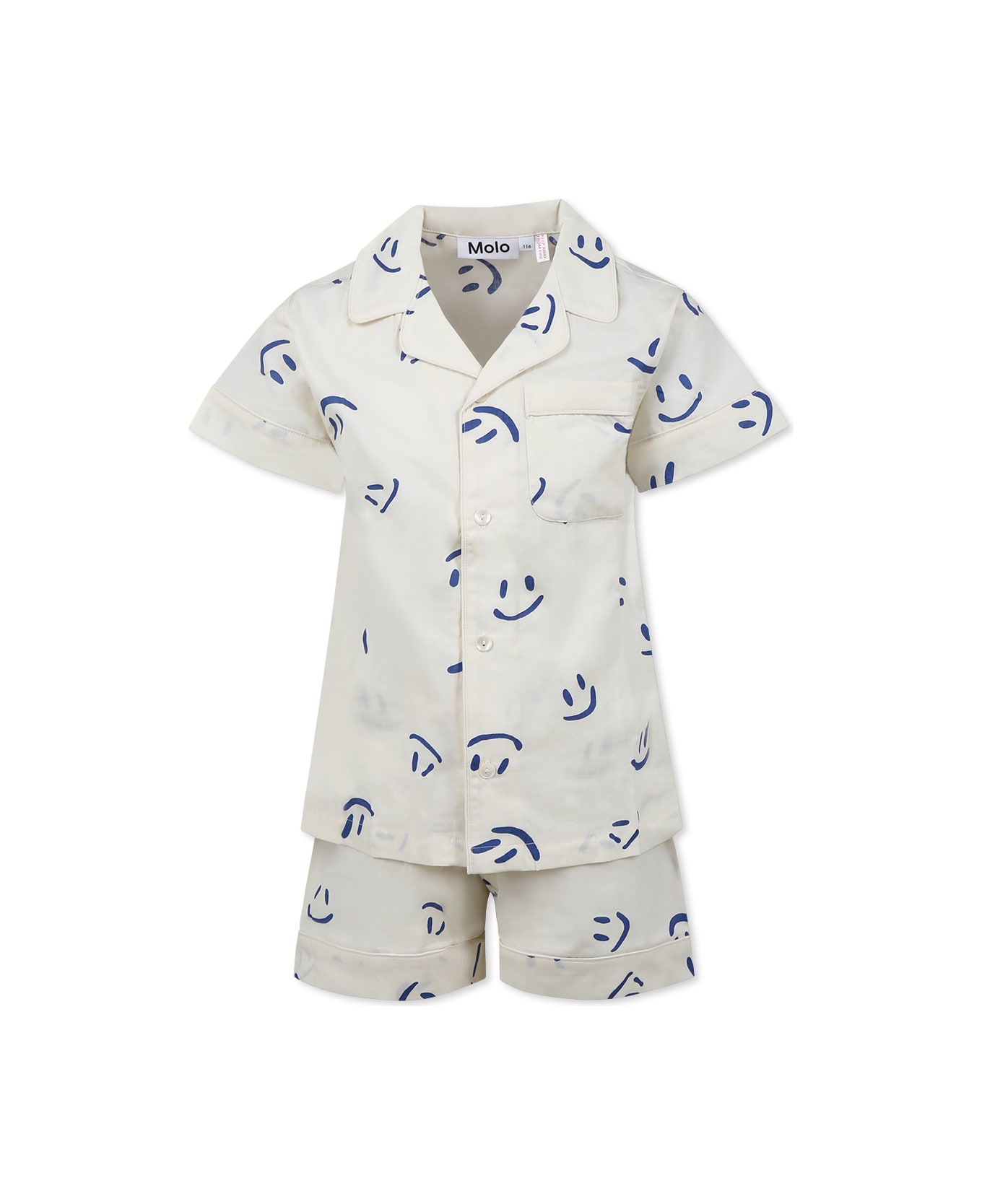 Molo Ivory Pyjamas For Kids With Smiley - Ivory