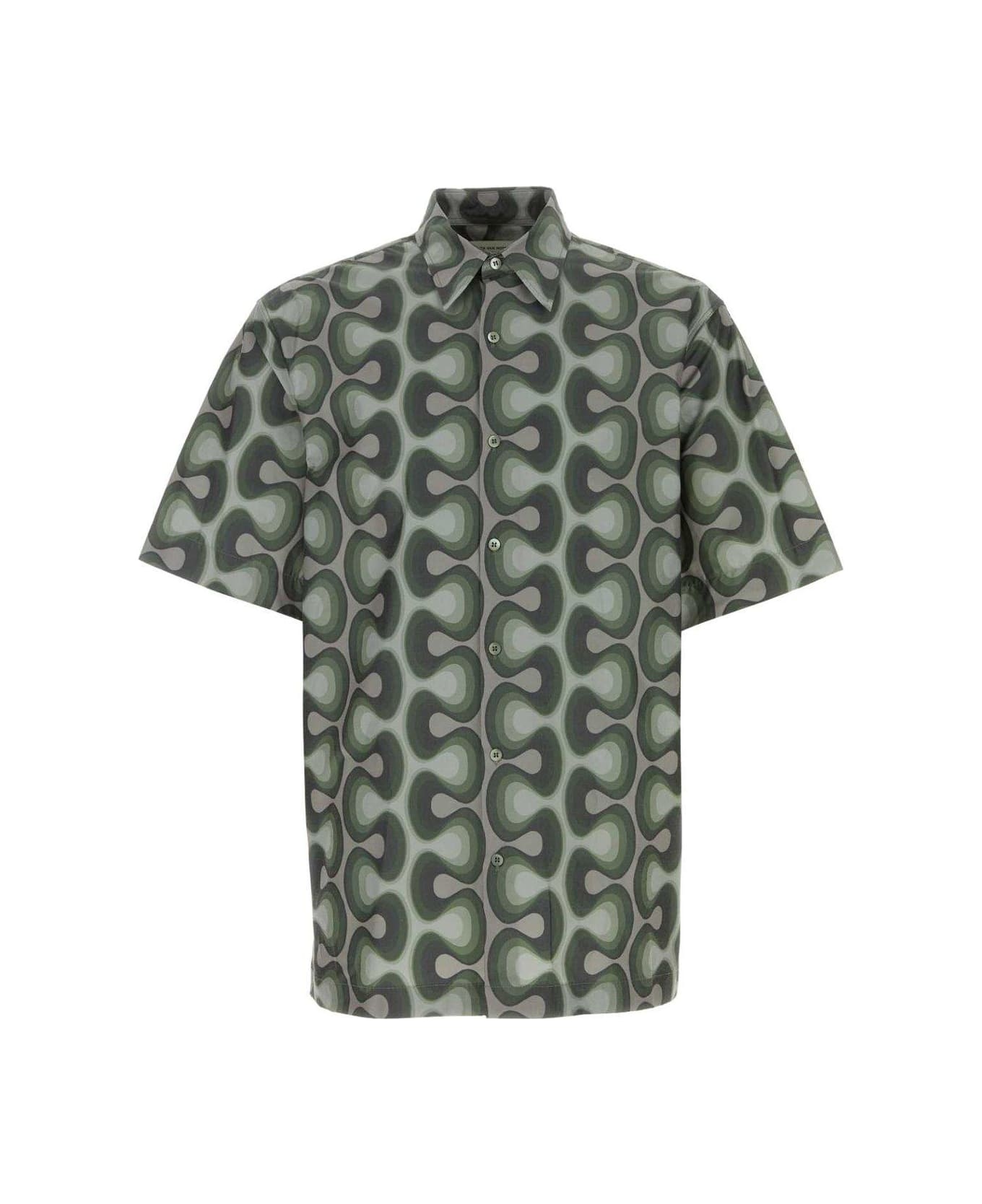 Dries Van Noten Short-sleeved Geometric Printed Shirt - KAKI