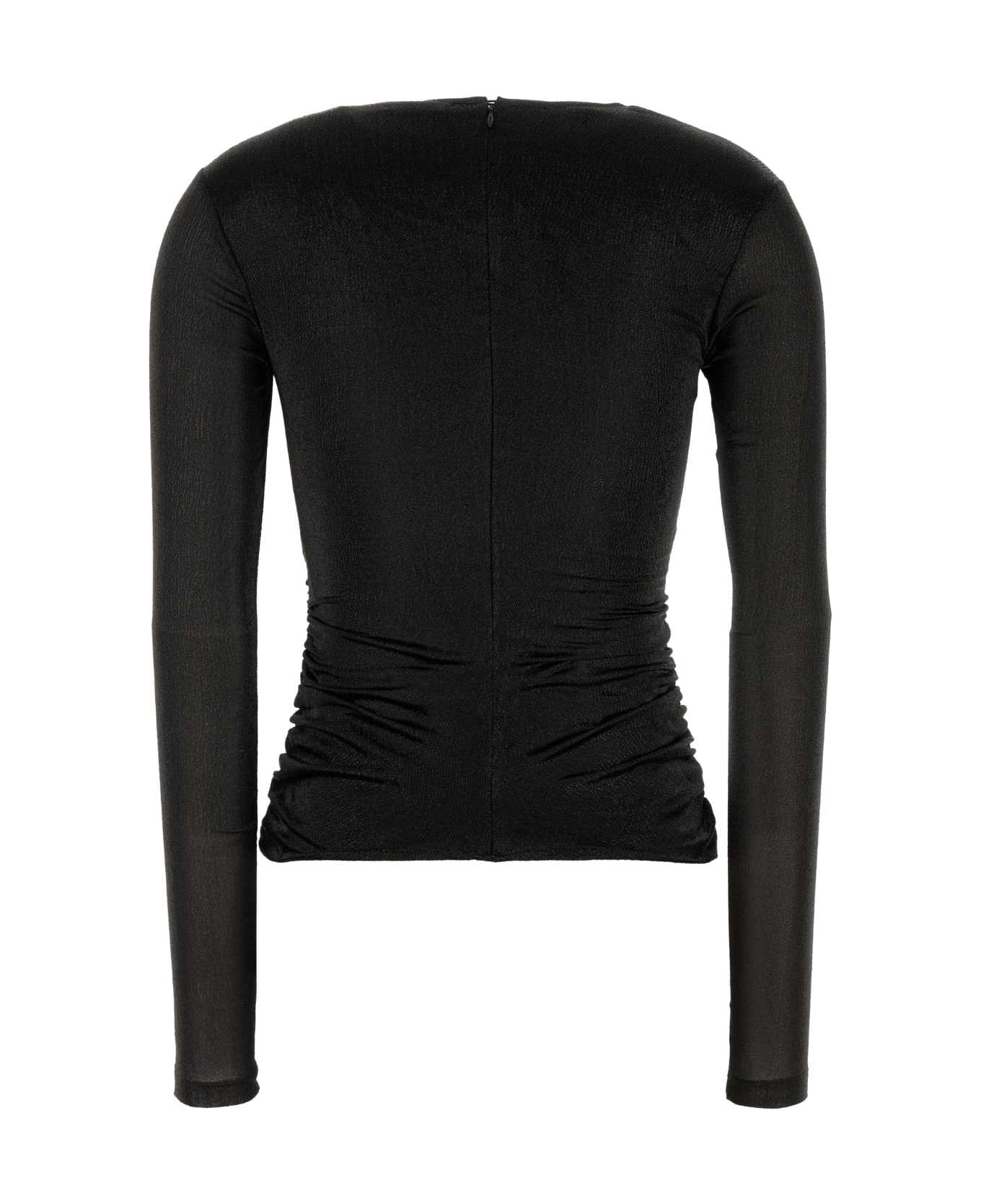 Isabel Marant Black Stretch Silk Blend Rose Top - BLACK