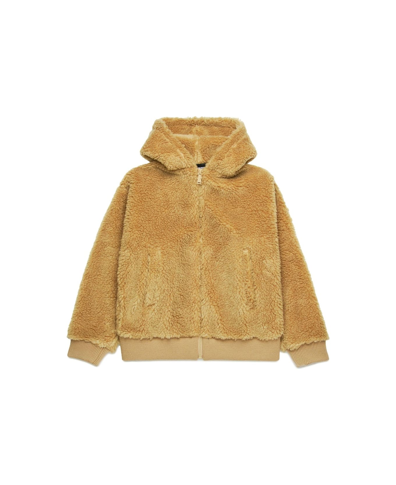 Dsquared2 Icon Hooded Jacket In Beige Teddy - Brown