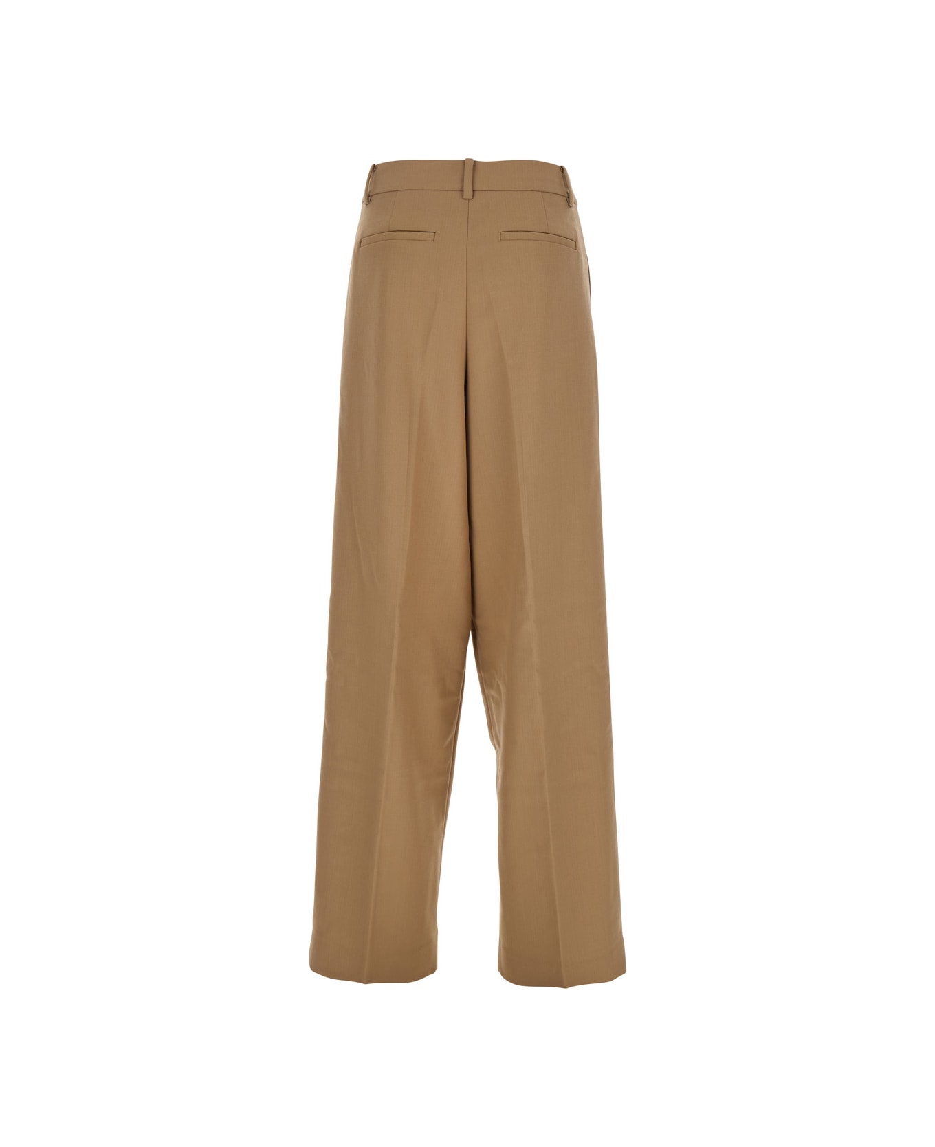 MICHAEL Michael Kors Beige Tailored Pants With Pleated Details In Virgin Wool Blend Woman - Beige