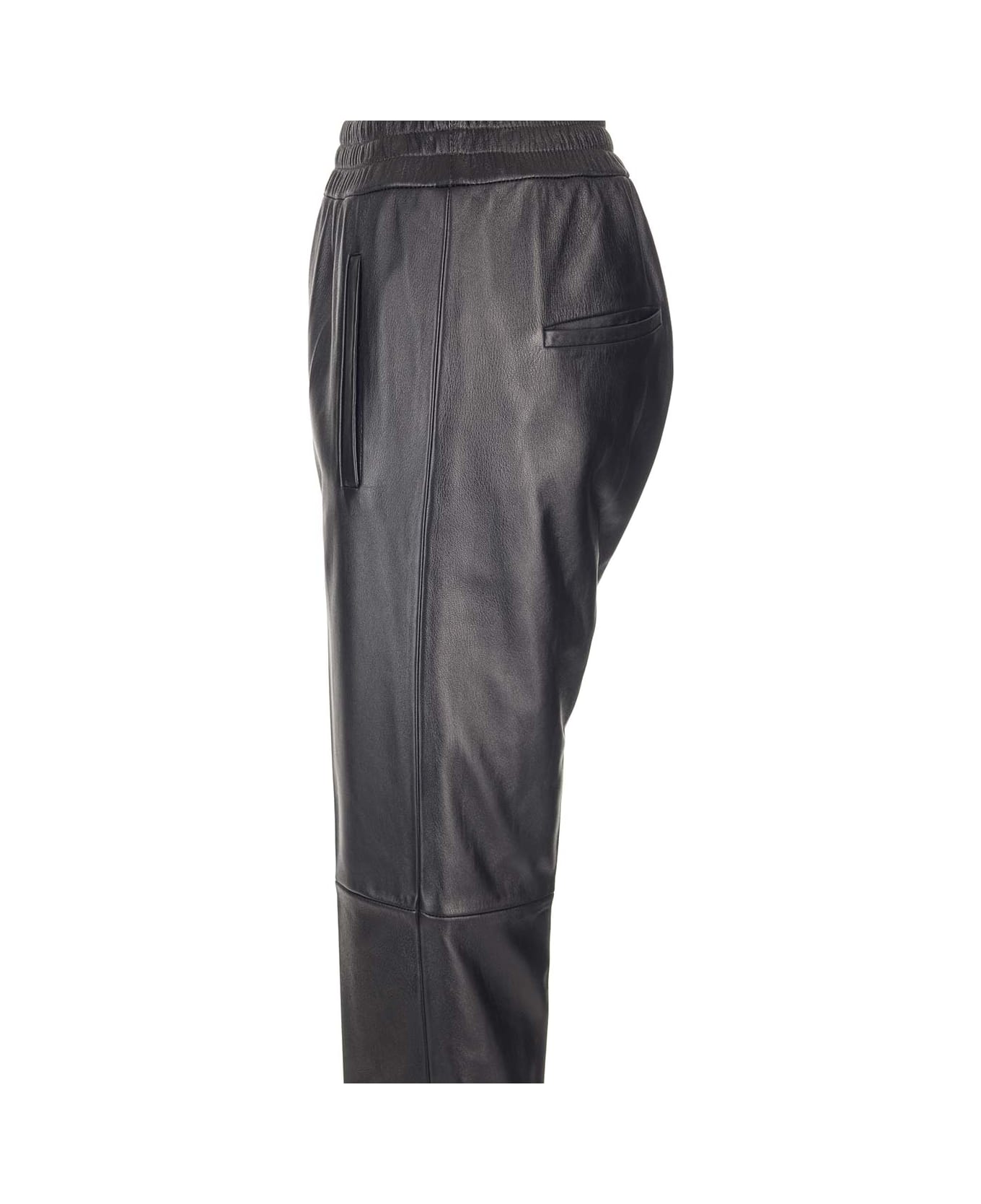 Golden Goose Leather Jogger Pants - BLACK