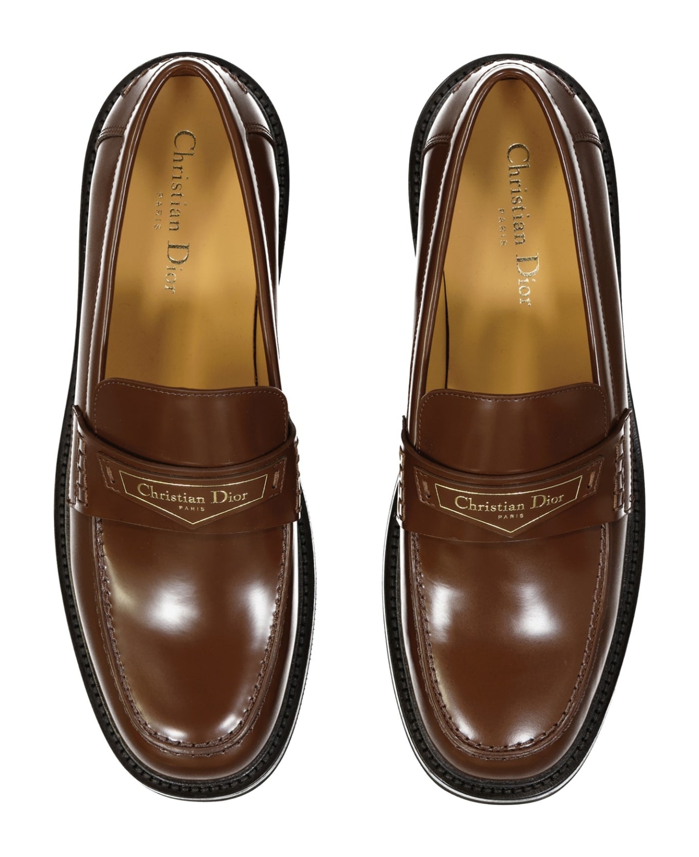 Dior Leather Loafers - Brown フラットシューズ