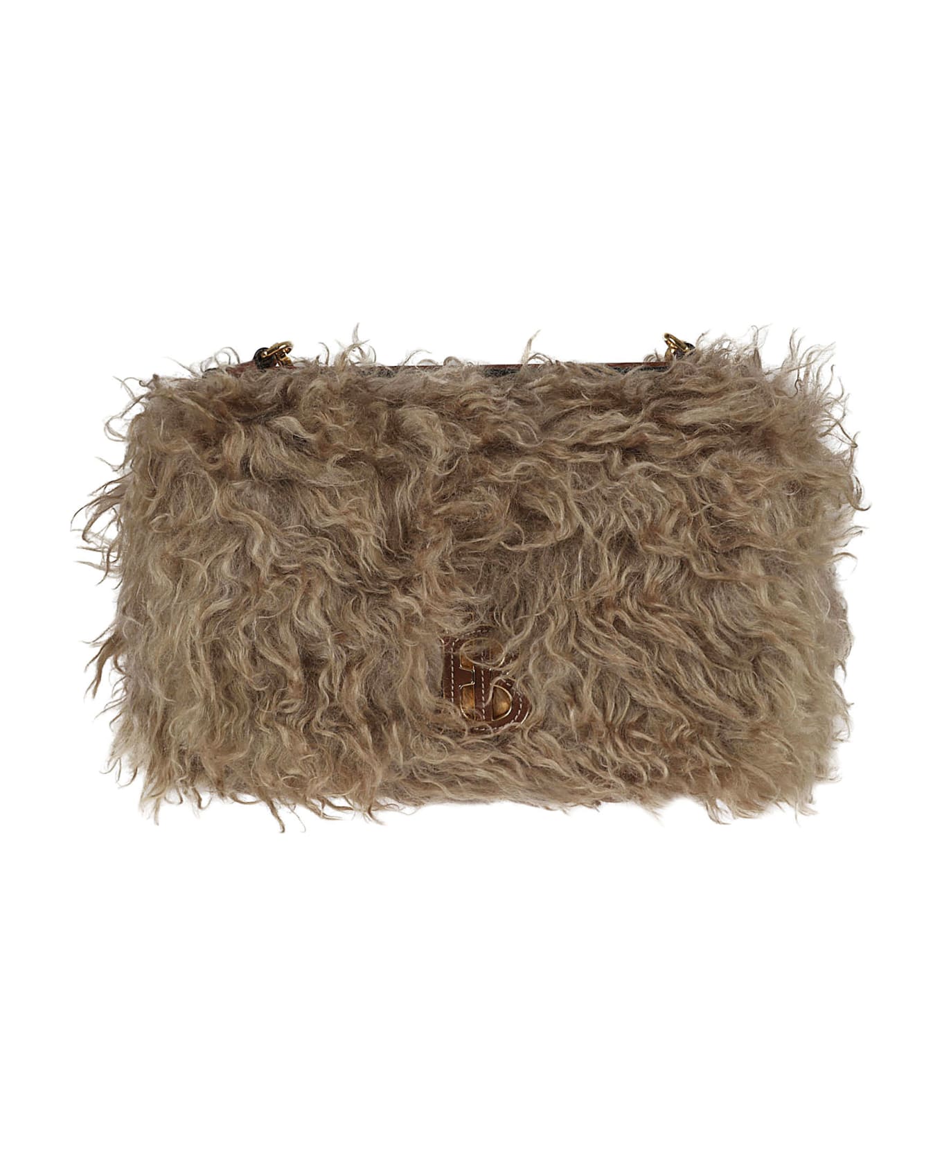 Burberry Furred Shoulder Bag - Camel