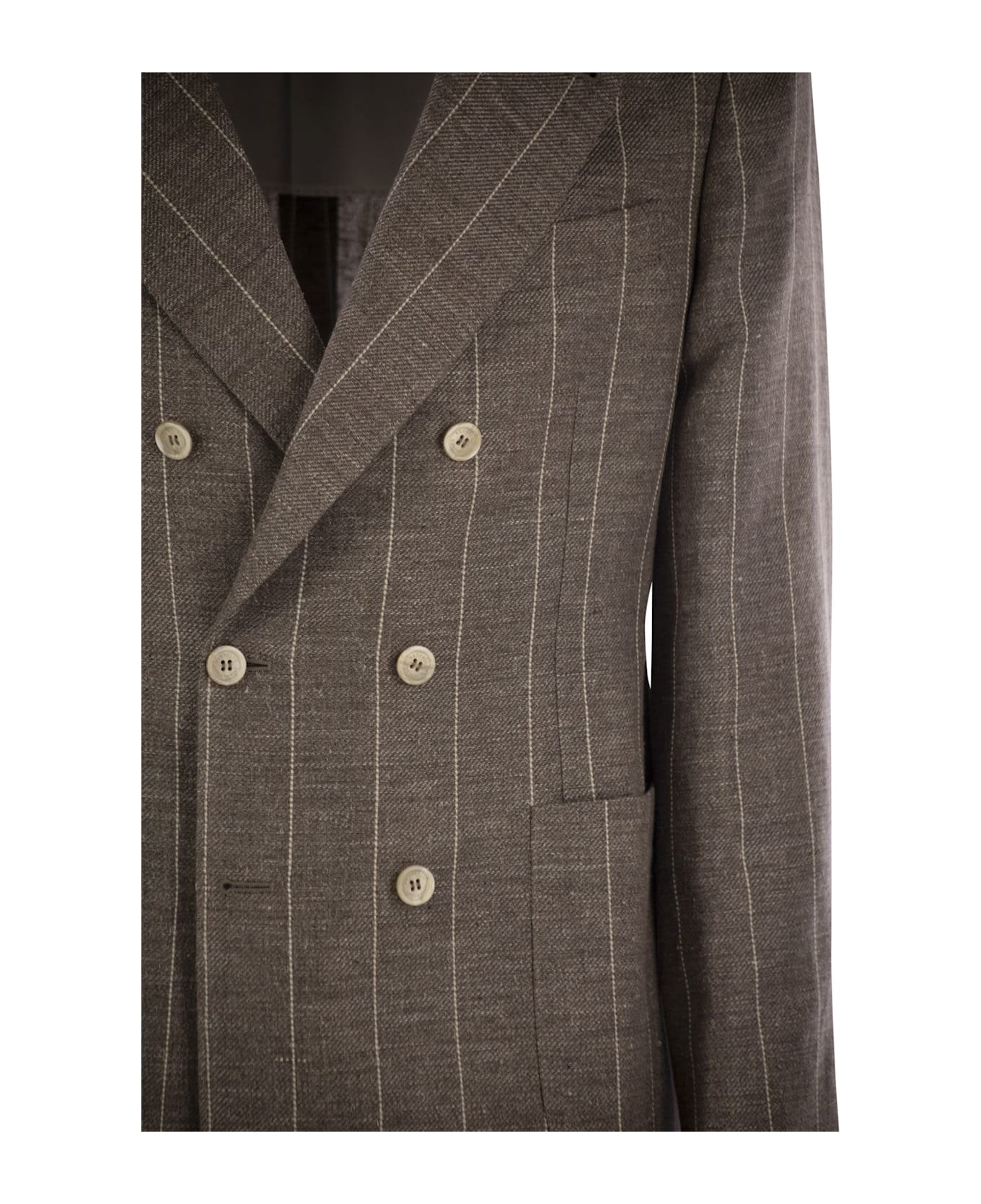 Brunello Cucinelli Deconstructed One-and-a-half-breasted Pinstripe Jacket - Brown