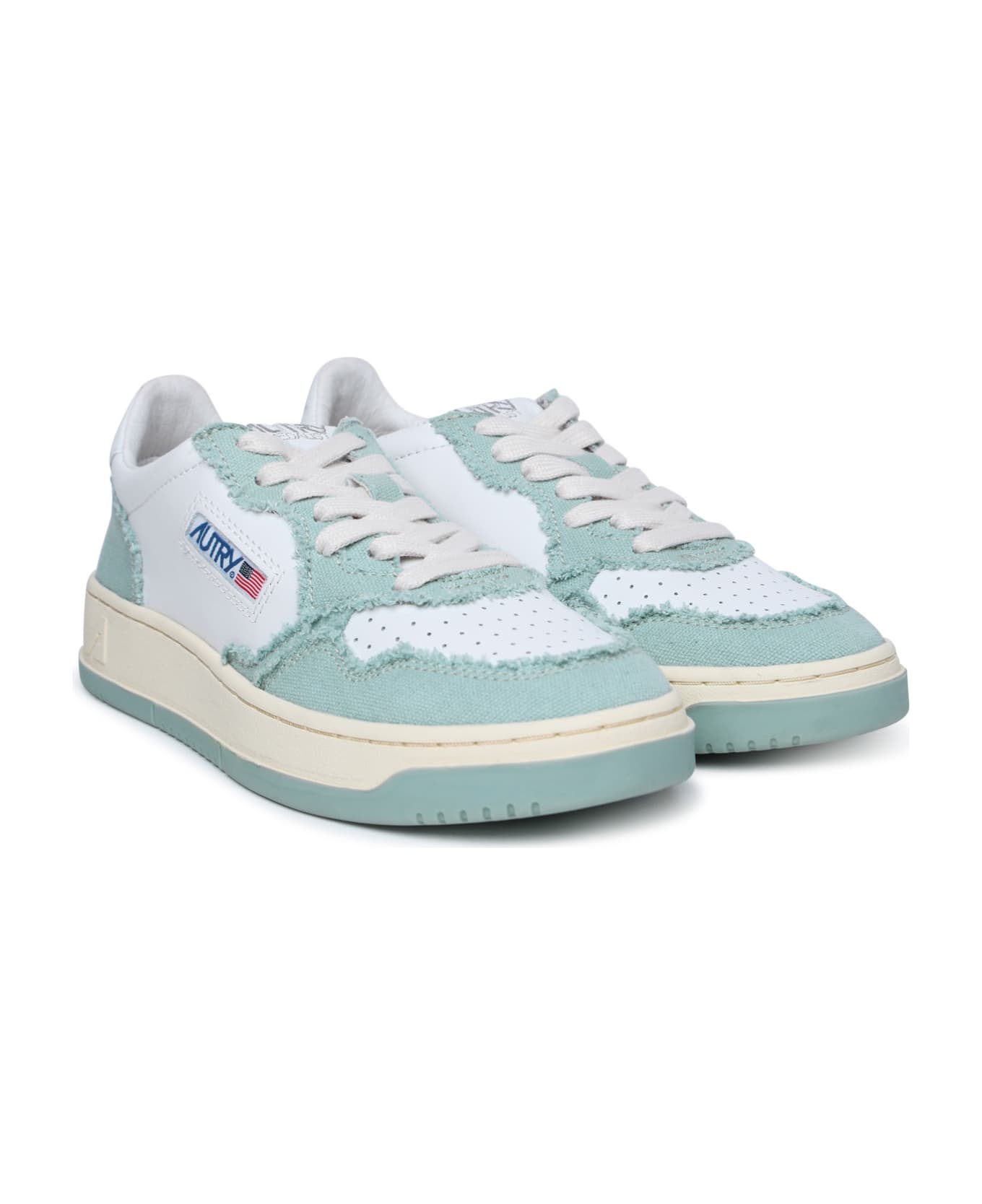 Autry Leather And Canvas Medalist' Sneakers - WHITE/BLU