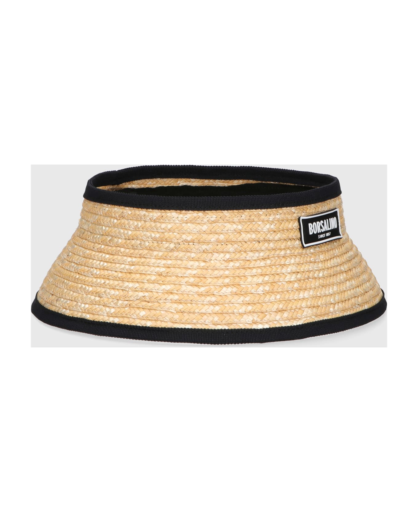 Borsalino Virgilio Visor In Braided Straw - NATURAL, BLACK HAT BAND