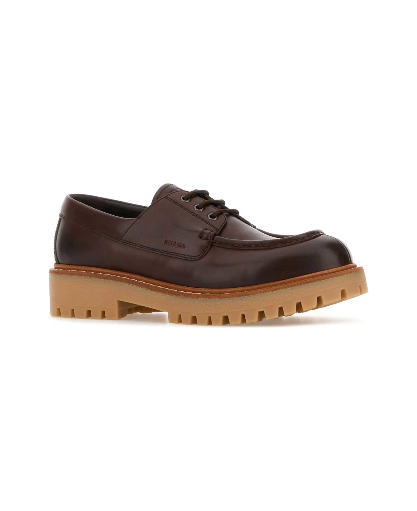 Prada Brown Leather Lace-up Shoes - EBANO