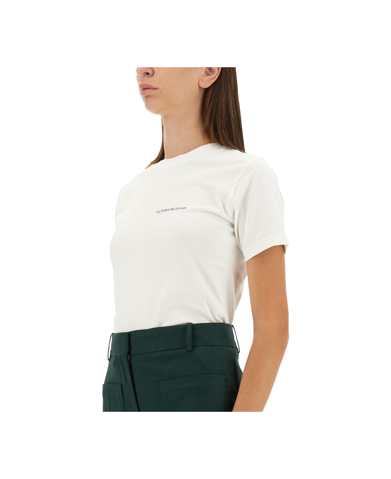 Victoria Beckham T-shirt With Logo - WHITE Tシャツ