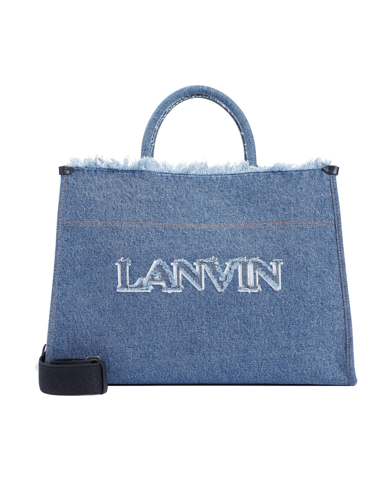 Lanvin Frayed Edge Denim Tote Bag - Blu denim
