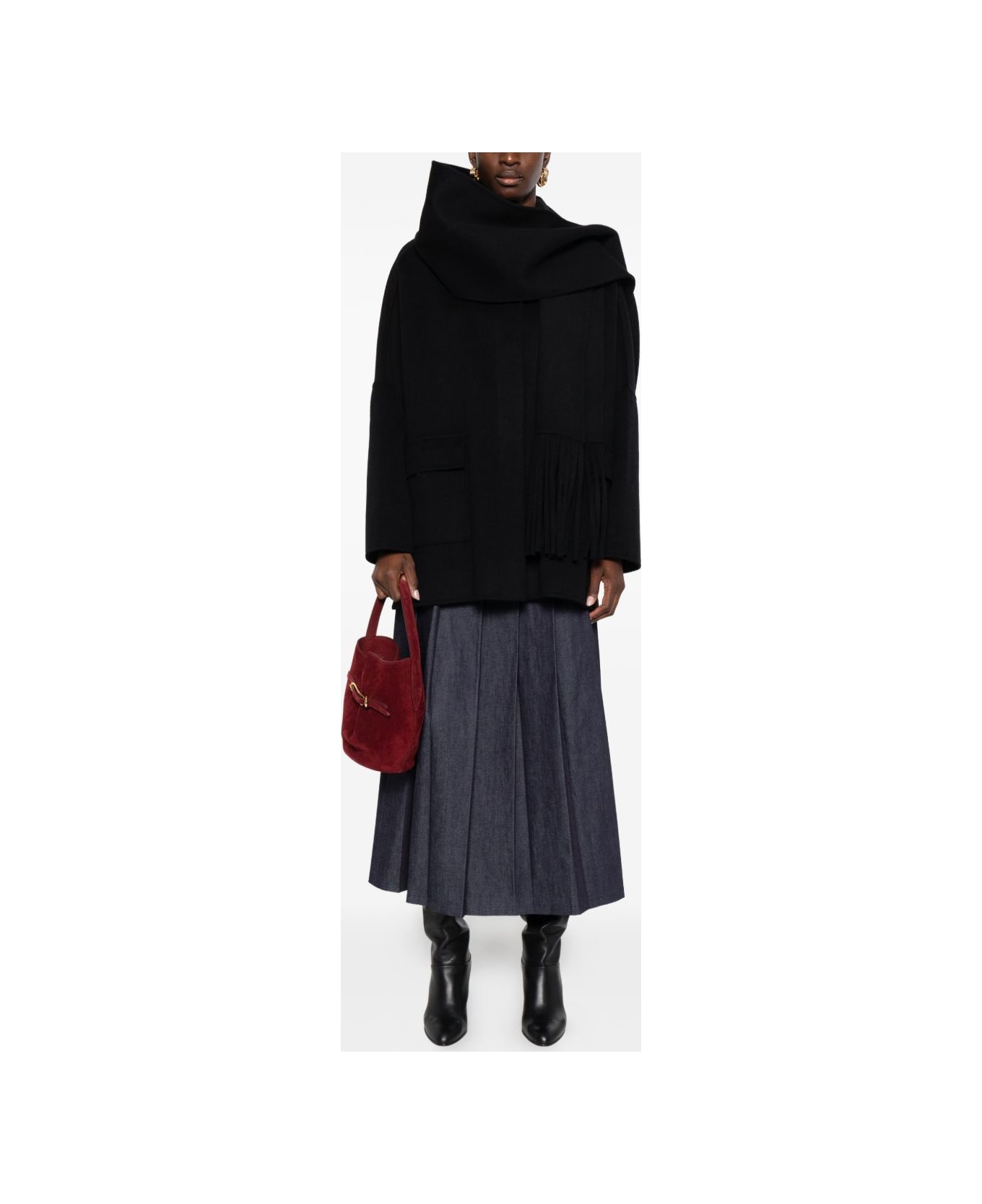 Ermanno Firenze Scarfed Cape - Black