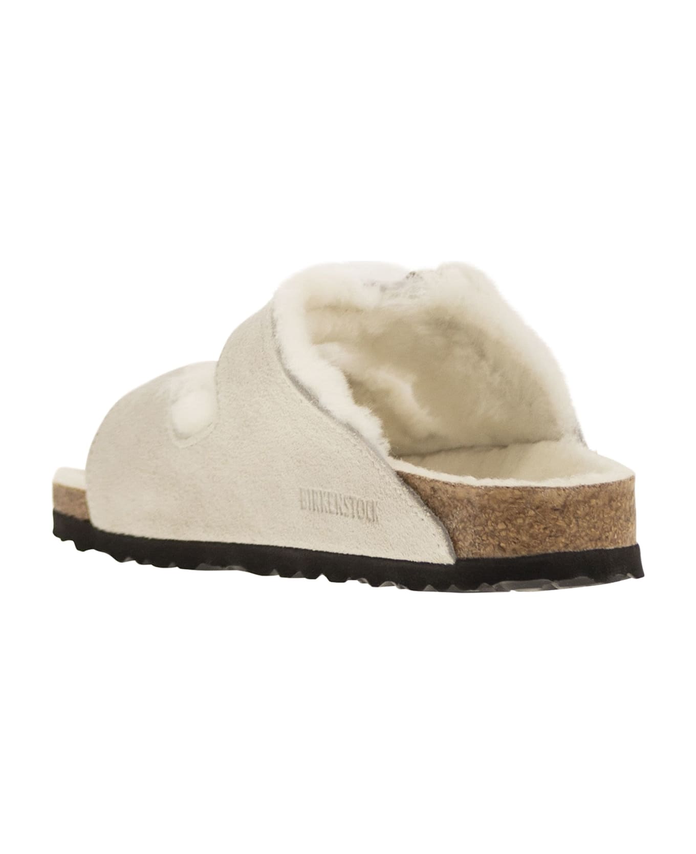 Birkenstock Arizona - Suede Lamb Fur Slipper - White