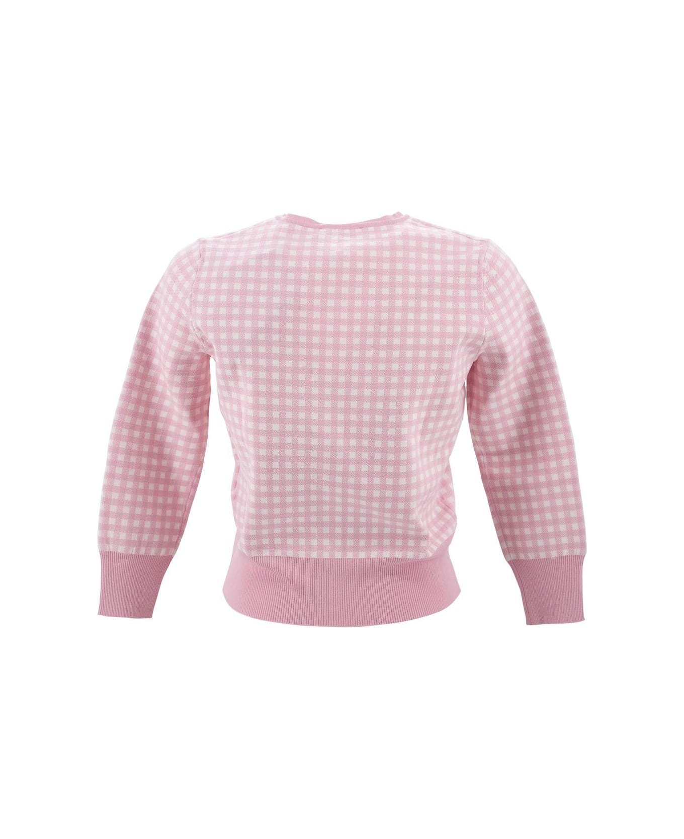 Max Mara Studio Checked Long-sleeved Top - White/pink