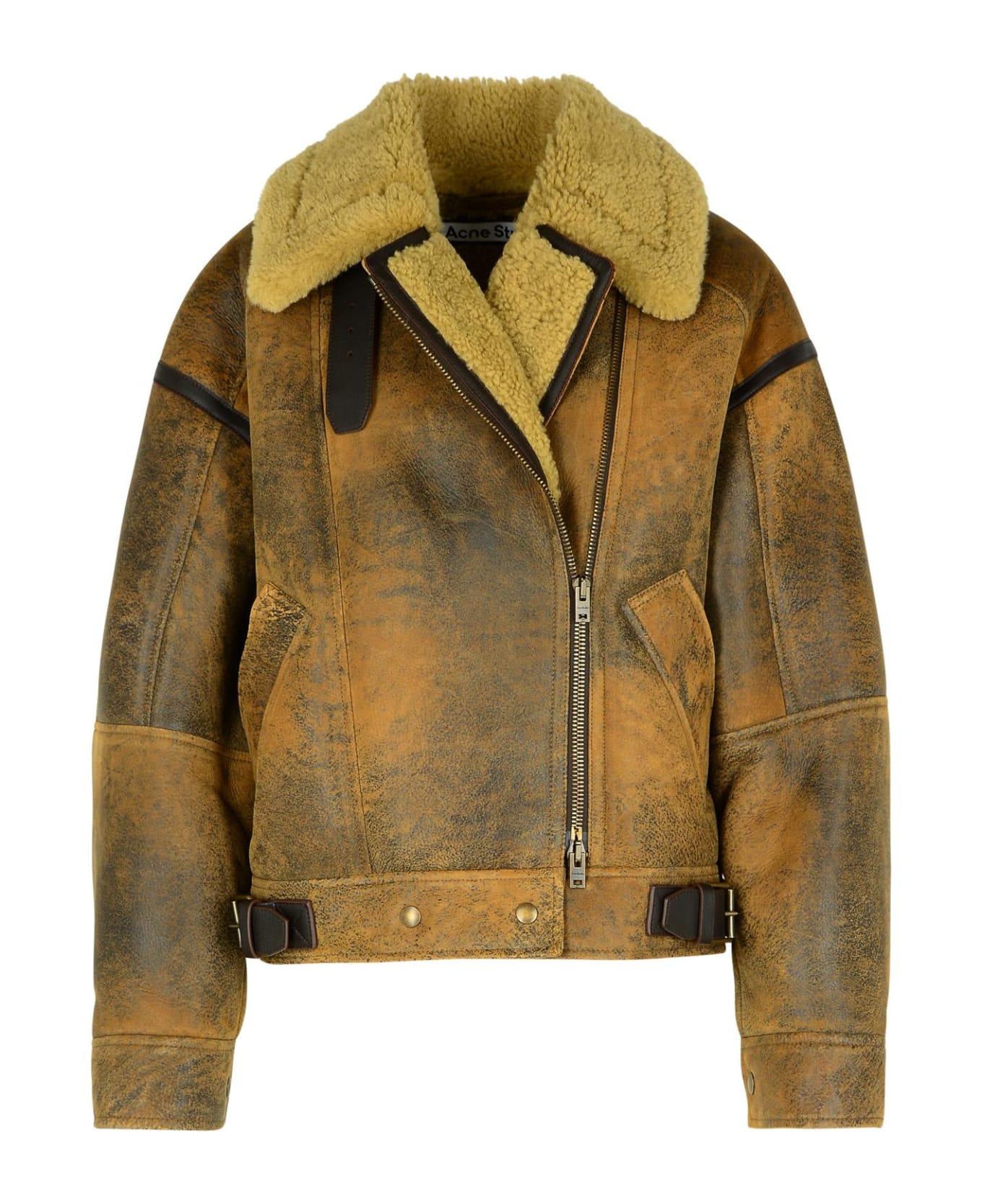 Acne Studios Brown Leather Sheepskin Jacket - Brown