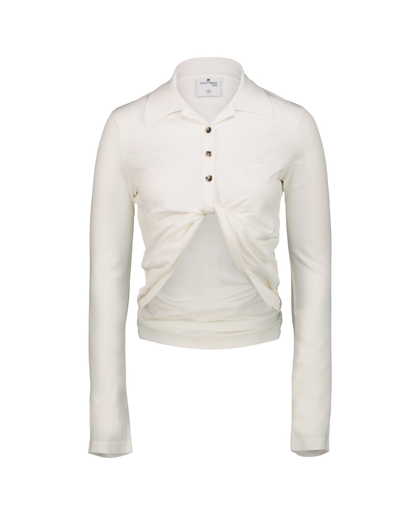 Courrèges Polo Twist Pique Crop - Heritage White