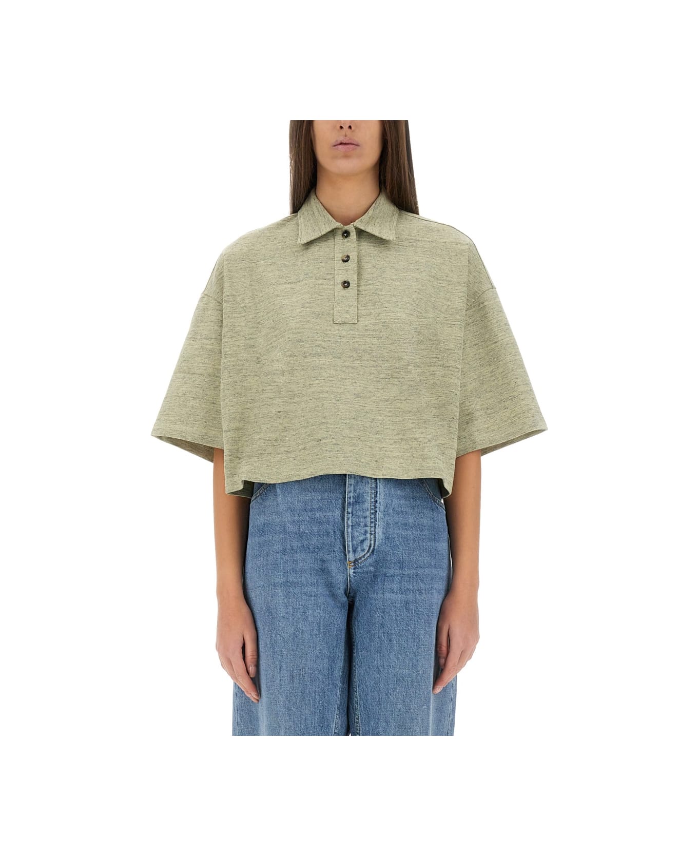 Bottega Veneta Cotton Pique Polo Shirt - BEIGE