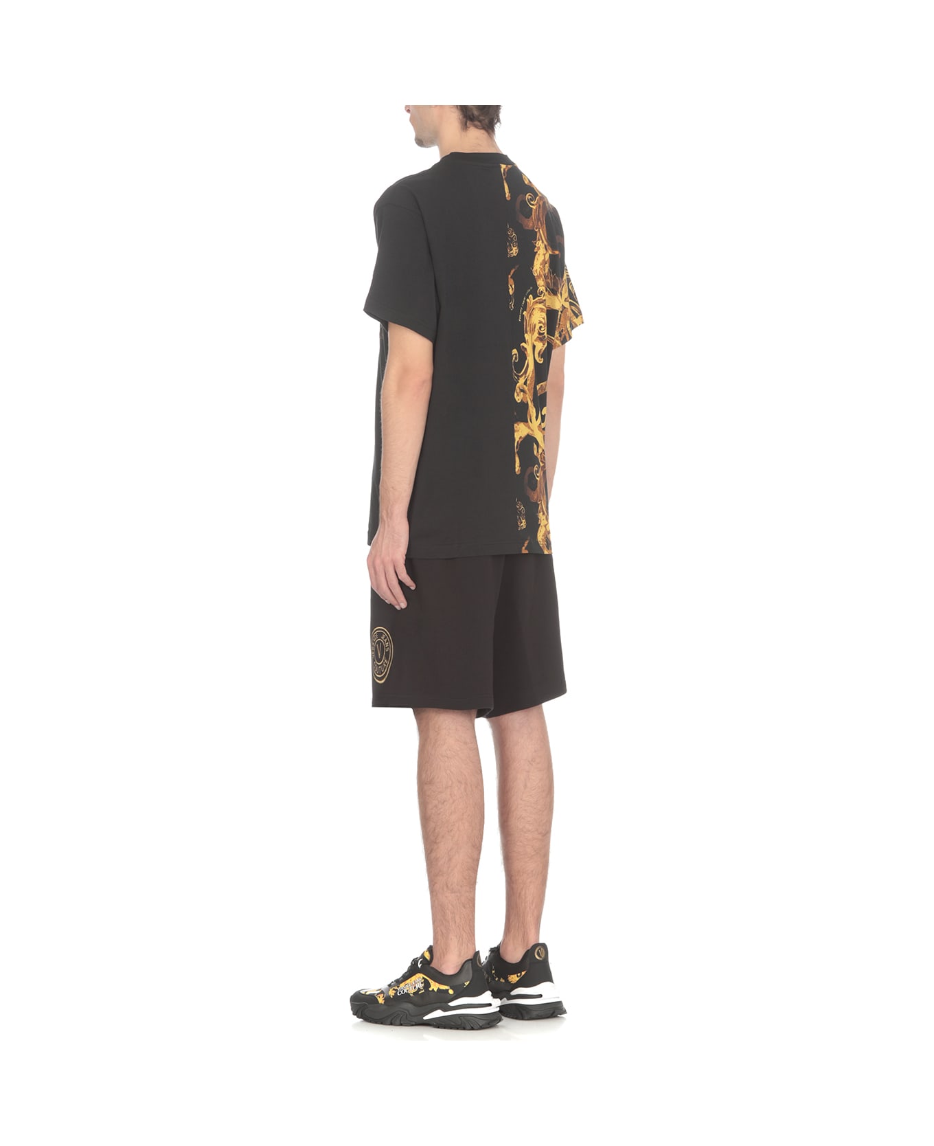 Versace Jeans Couture T-shirt With Baroque Print - Black