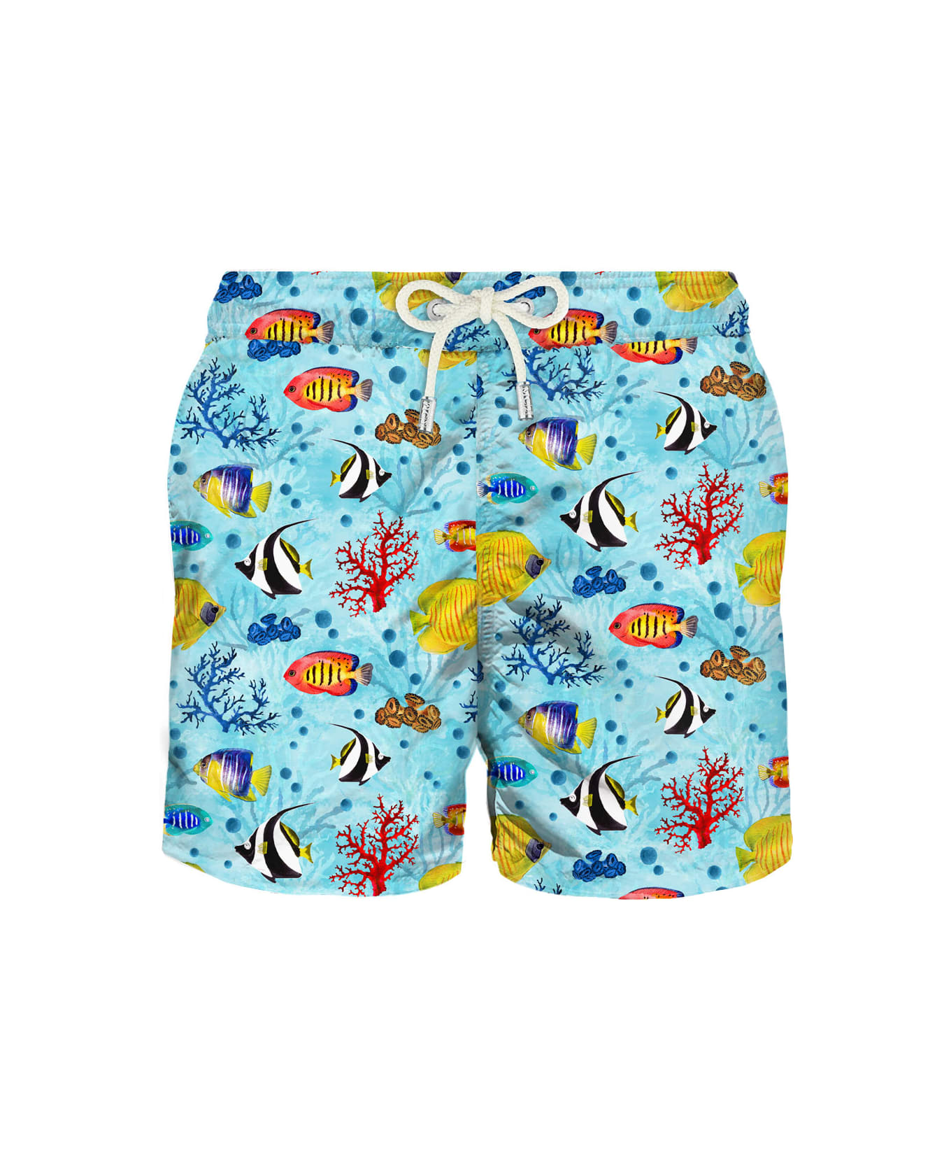 MC2 Saint Barth Light Fabric Man Swim Shorts Coral Bay Print - BLUE