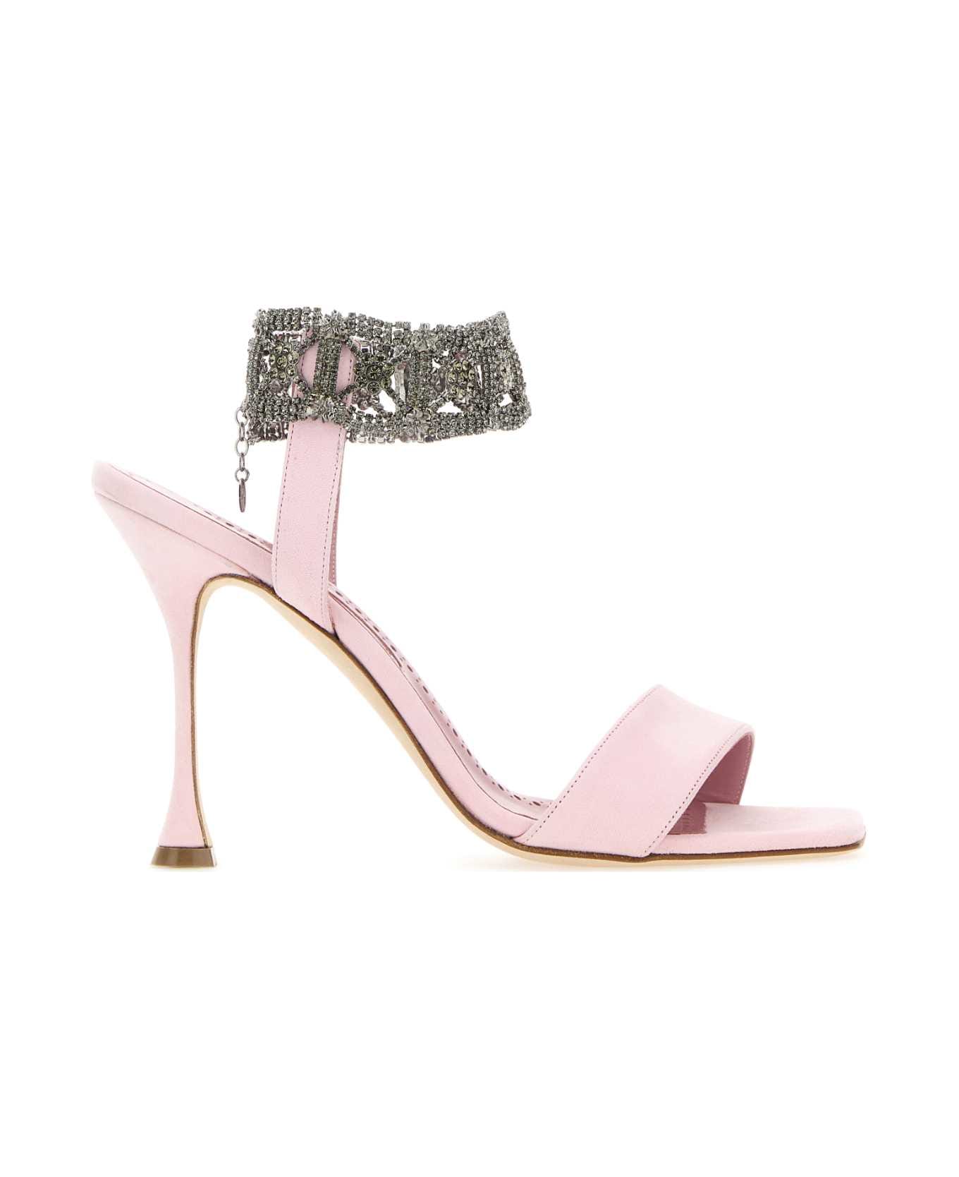 Manolo Blahnik Pastel Pink Suede Lierasan Sandals - LPNK