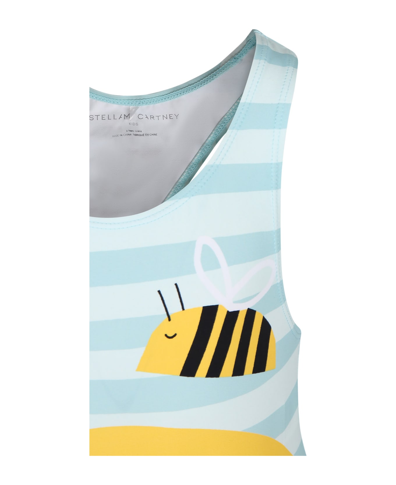 Stella McCartney Kids Light Blue Swimsuit For Girl With Bees - Multicolor