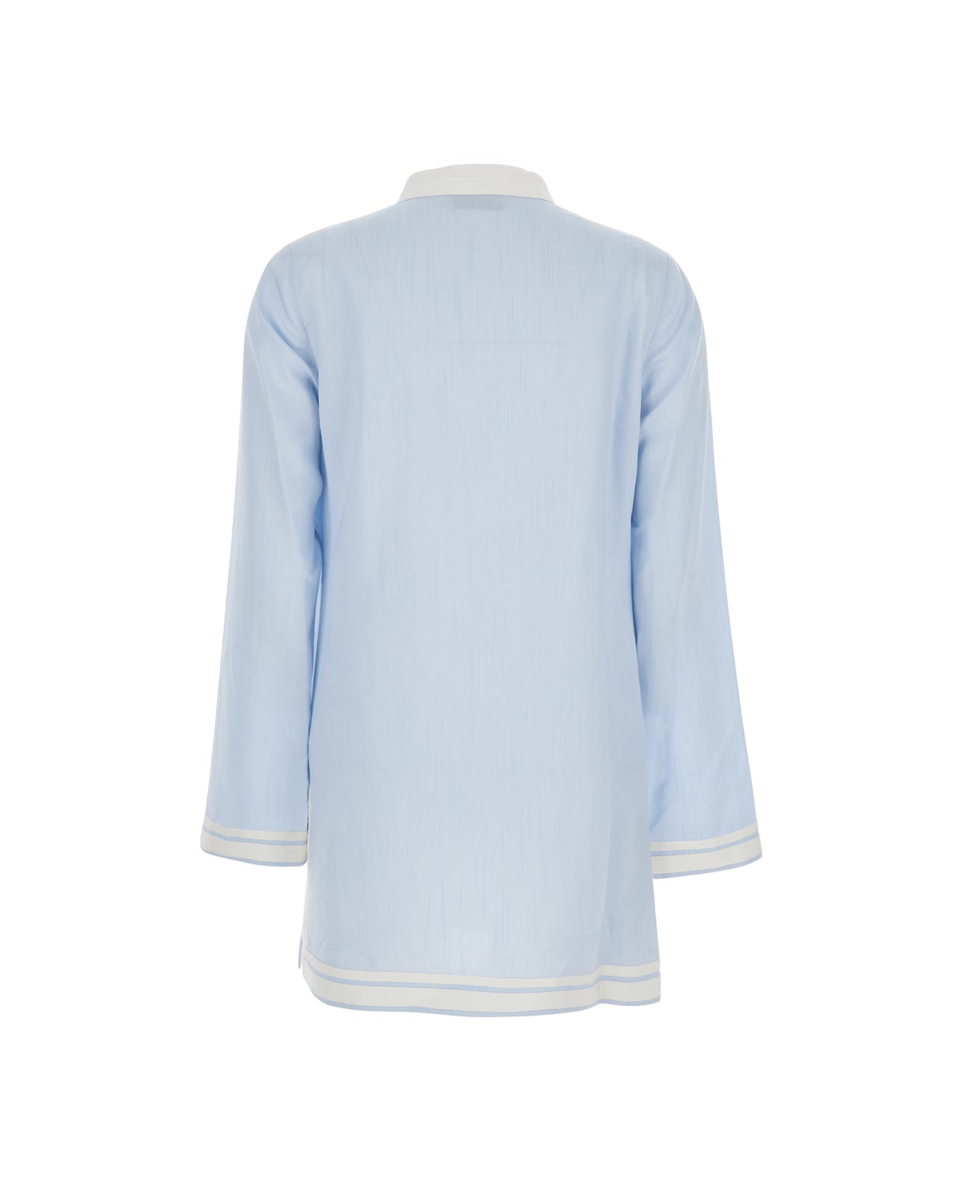 Tory Burch Light Blue Kaftan With V-neck And Pendant On The Front - Blu