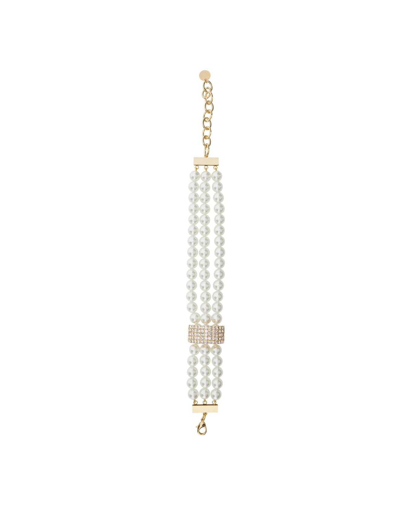 Silvia Gnecchi 
susy
 Metal-colored Necklace With All-over Glass Pearls And Adjustable Clasp In Brass Woman - Metallic
