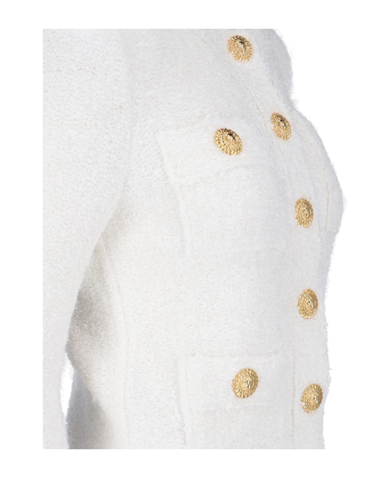 Balmain Four Pockets Cropped Jacket - White