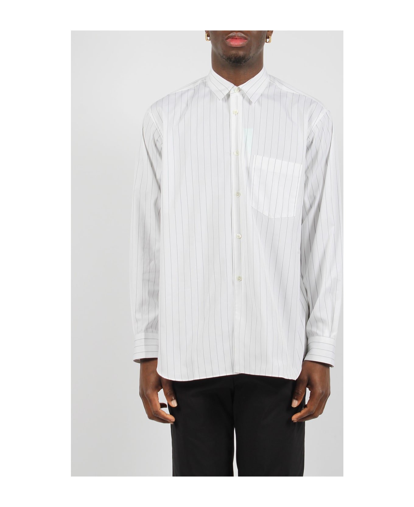 Comme des Garçons Shirt Striped Long Sleeve Shirt - White シャツ