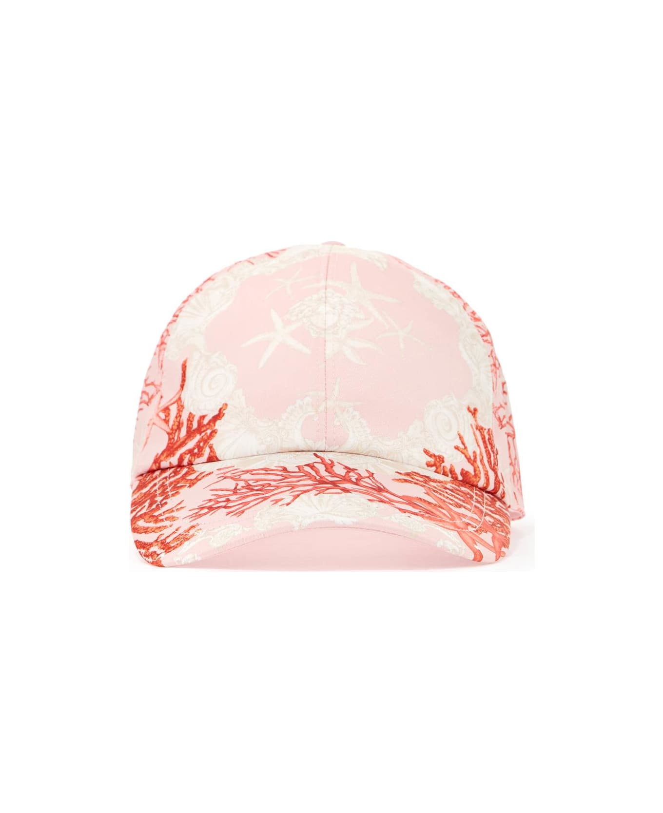 Versace Baroque Sea Baseball Cap - DUSTY ROSE+CORAL+BONE (White)