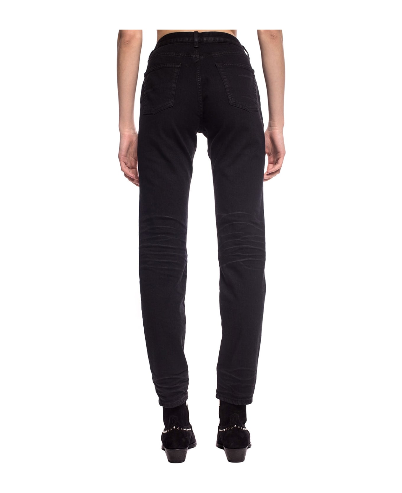 Saint Laurent Distressed Denim Jeans - Black