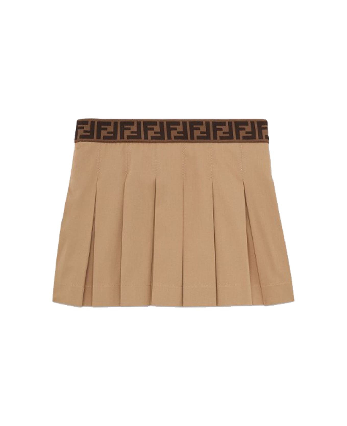 Fendi Junior Mini Skirt In Beige Gambardina - Beige ボトムス