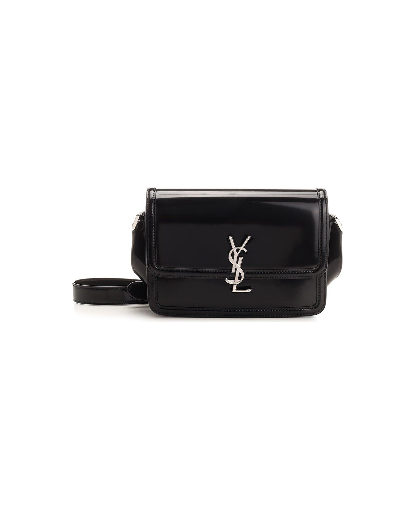 Saint Laurent Solferino Logo Plaque Shoulder Bag - Black