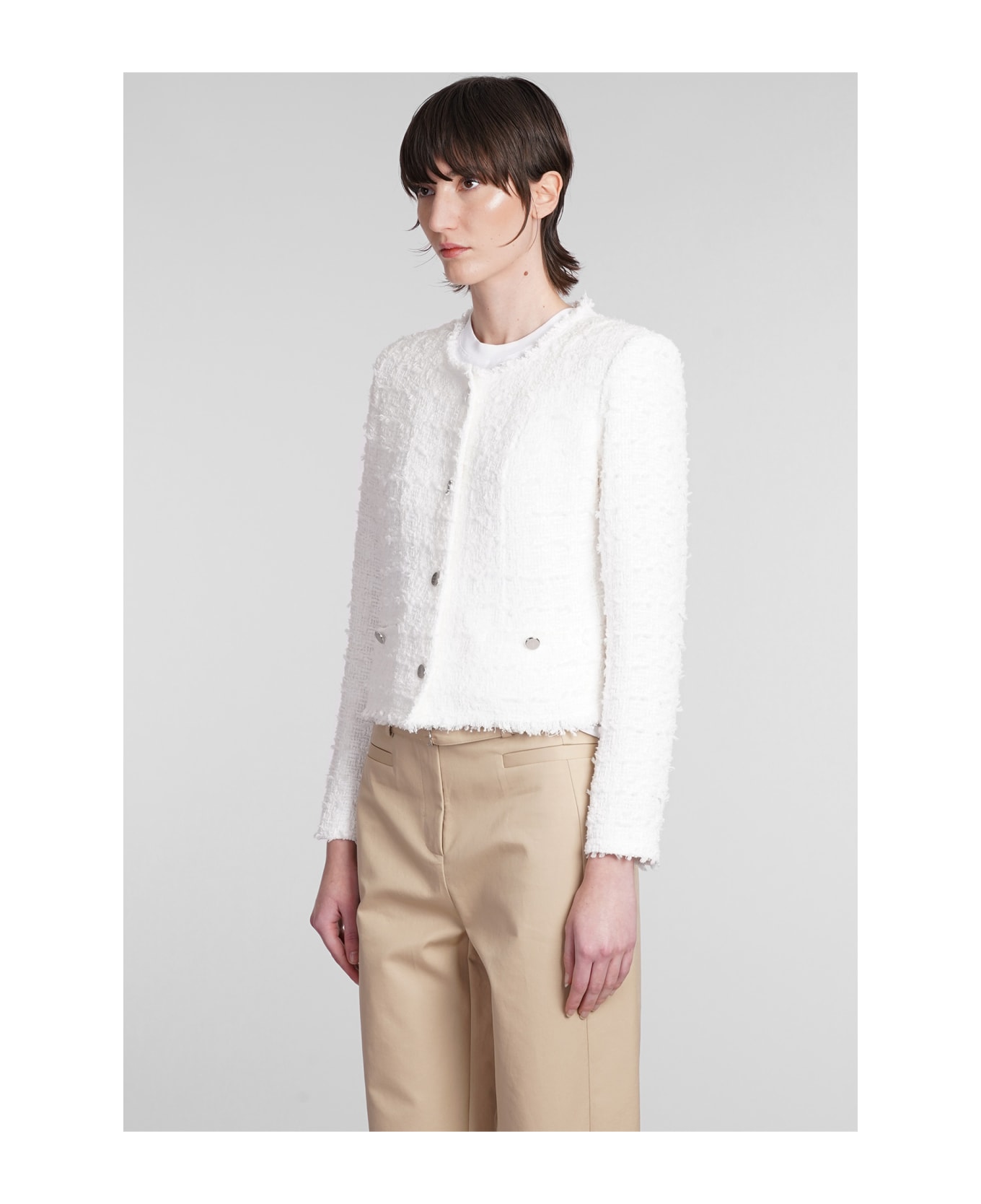 IRO Raceli Casual Jacket In White Cotton - white