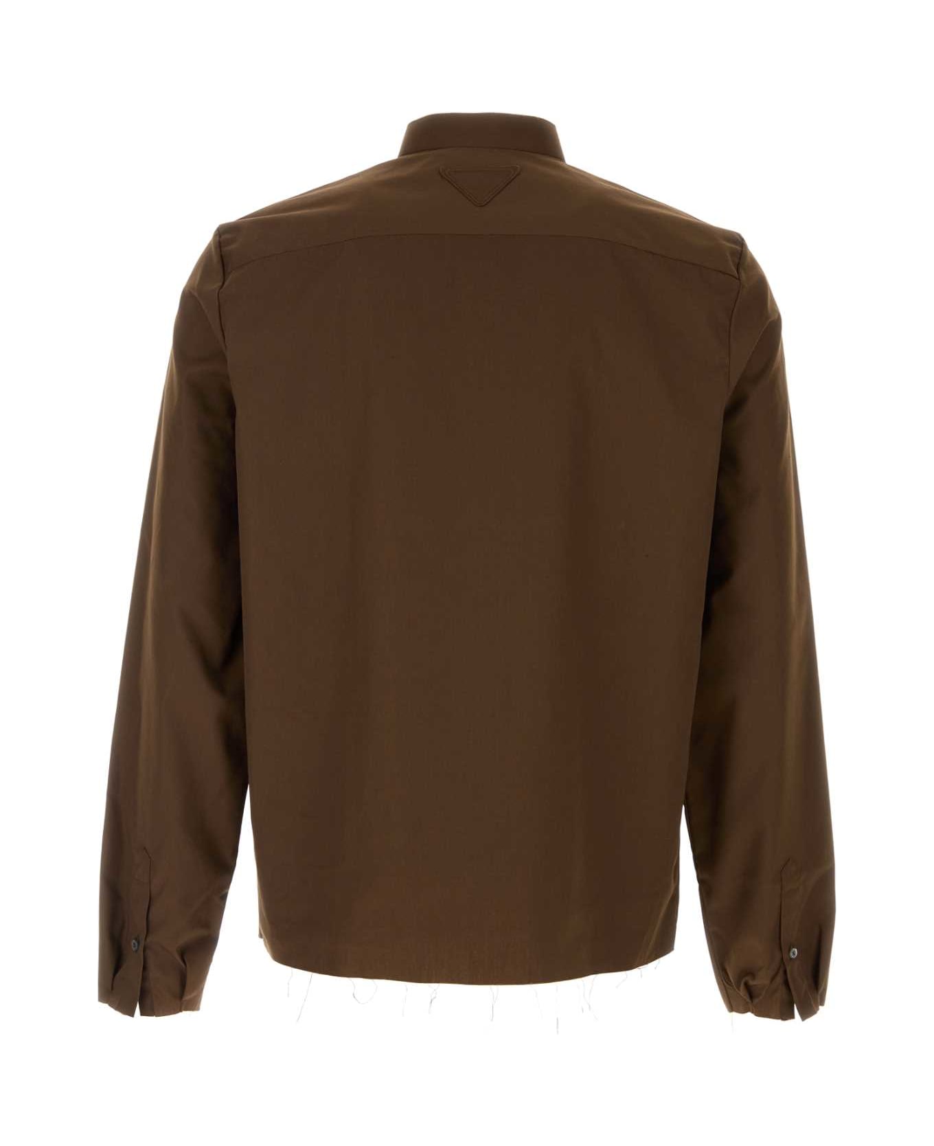 Prada Brown Poplin Shirt - CACAO
