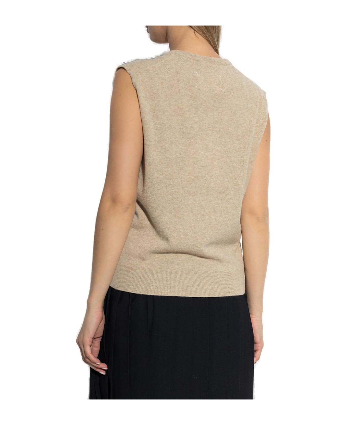 Maison Margiela V-neck Knitted Vest - Brown