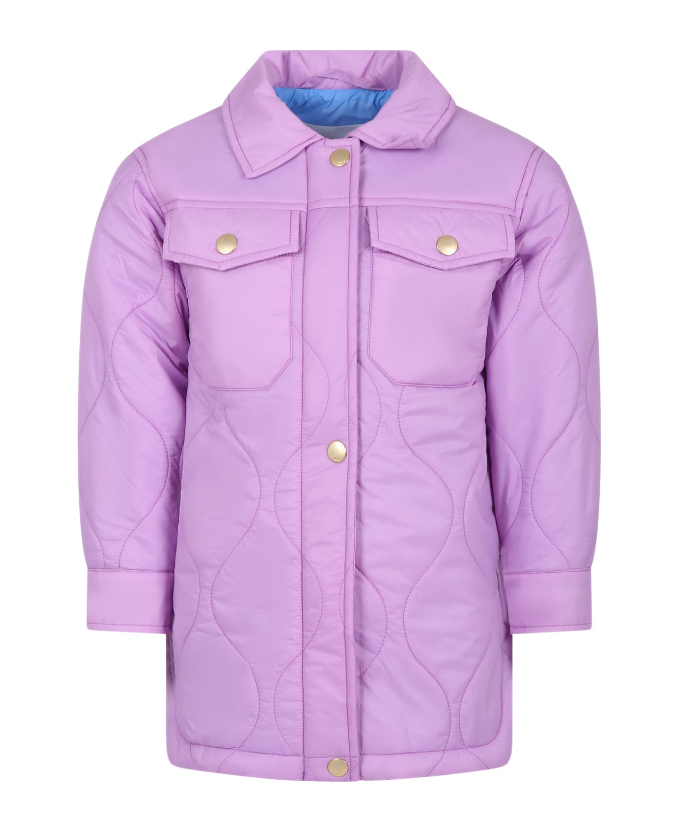 Molo Purple Down Jacket For Girl - Pink