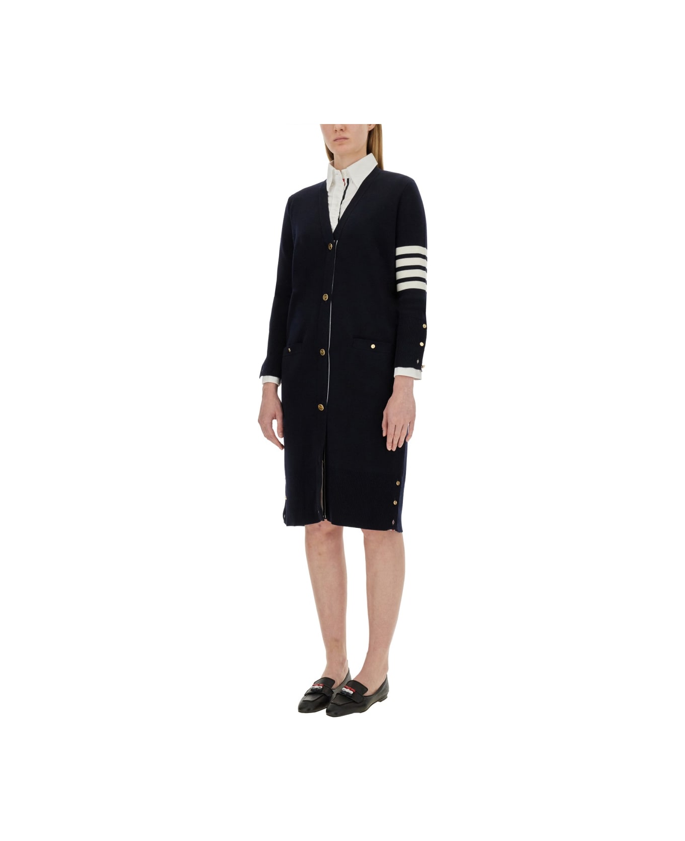 Thom Browne 4bar Long Cardigan - BLUE