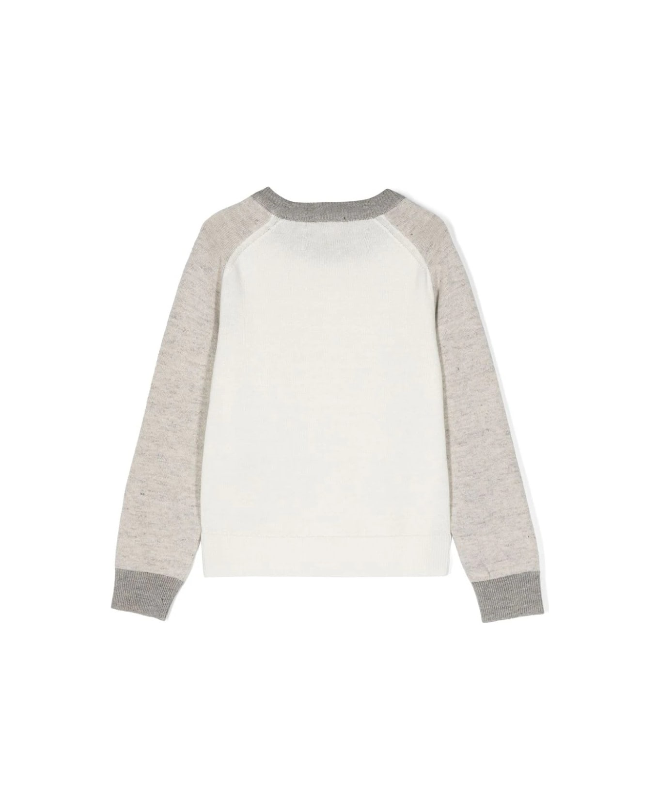 Eleventy Colour Block Linen And Cotton Pullover - White