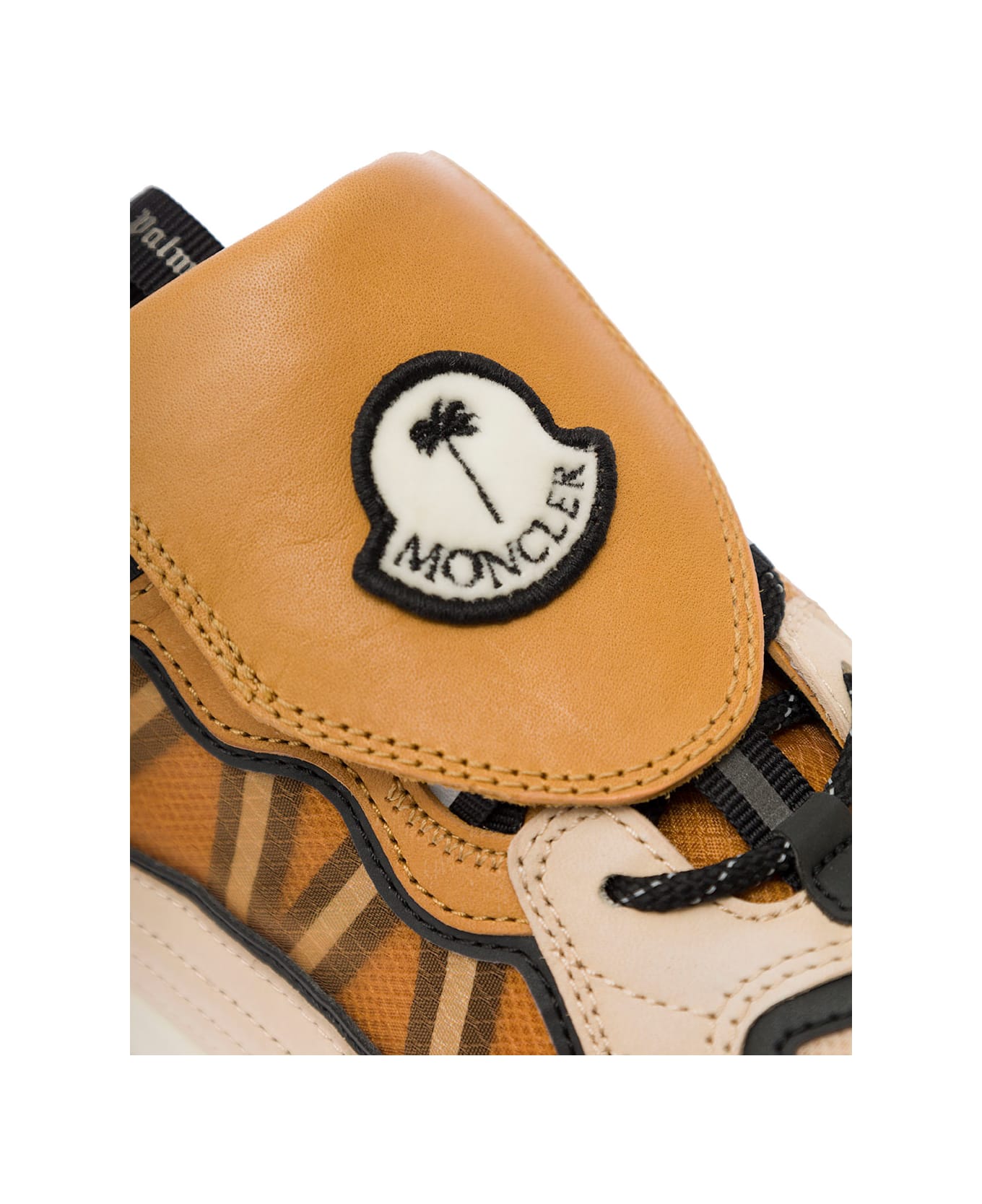 Moncler X Palm Angels 'runner Palm Lite Runner' Multicolor Low Top Sneakers With Patch Logo In Leather And Ripstop Man 8 Moncler Palm Angels - BEIGE