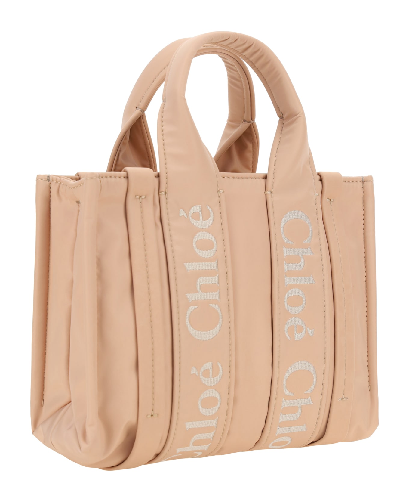 Chloé Woody Logo Embroidered Tote Bag - Rose Dust トートバッグ