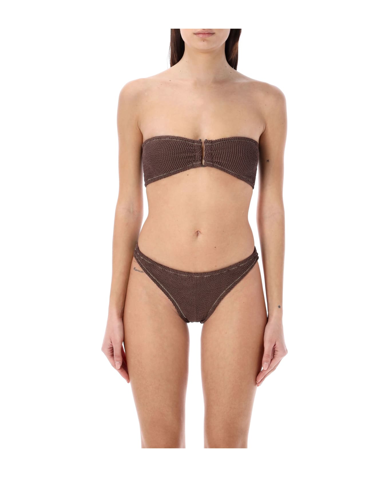 Reina Olga Ausilia Scrunch Bikini Set - BROWN 水着