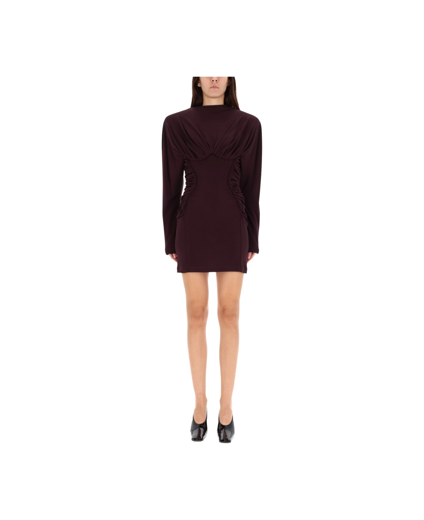 Stella McCartney Pleated Mini Dress - BROWN